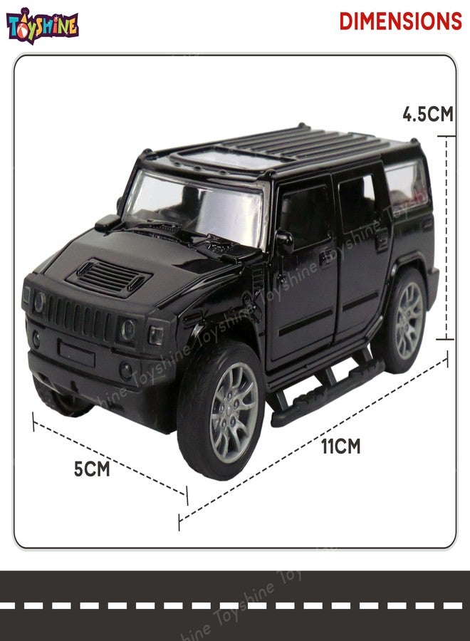 توي شاين سيارة لعبة سباق من توي شاين بمقياس 1:32 مصنوعة من المعدن المصبوب، طراز H2، مزودة بخاصية السحب للخلف وباب قابل للفتح، مناسبة للأطفال من عمر 3 سنوات فما فوق، لون أسود - Image 5